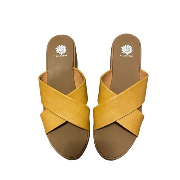 Yellow Box Akeko Mustard Yellow Platform Slides Sandals Size 9.5 NEW - Picture 5 of 6